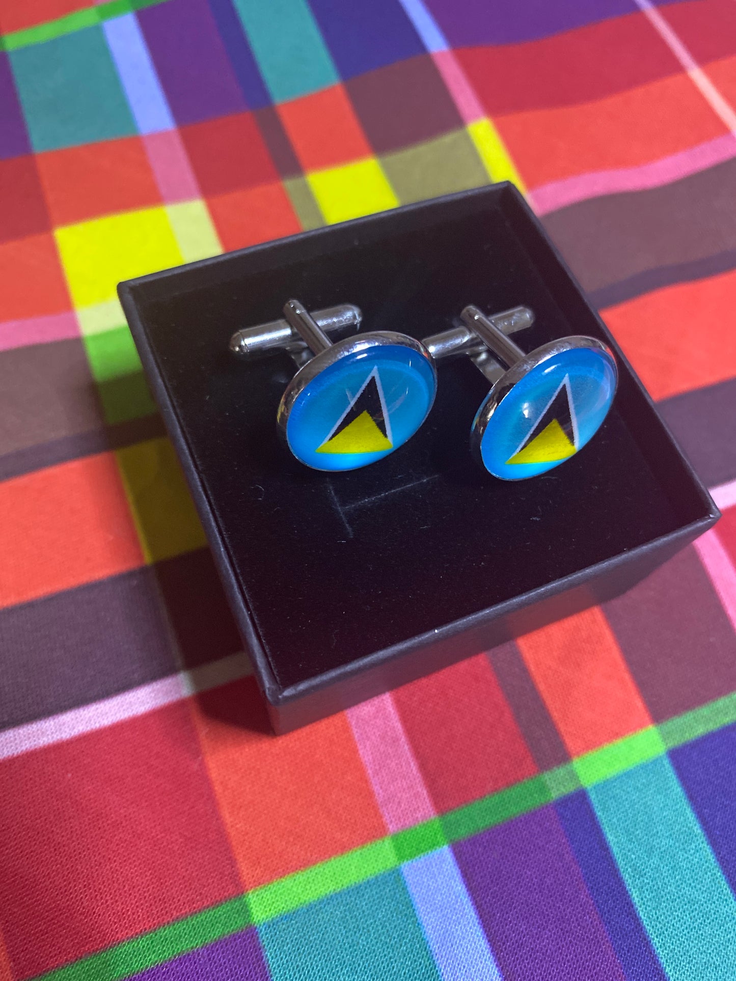 Saint Lucia Flag Cuff Link Set