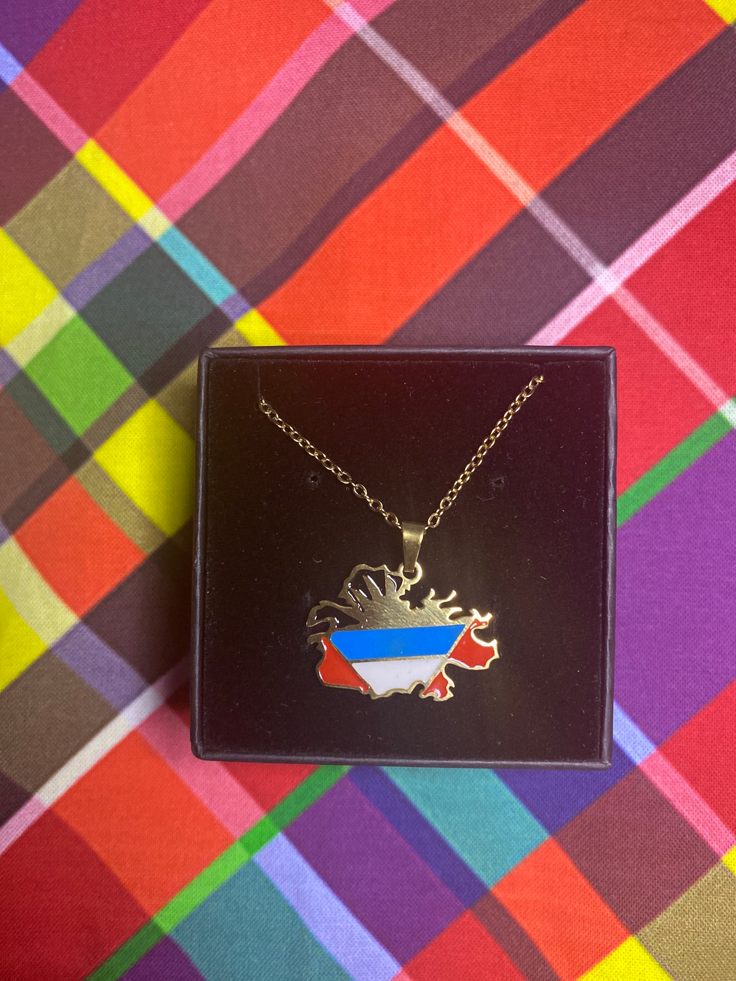 Antigua Flag with Map Gold-plate Necklace