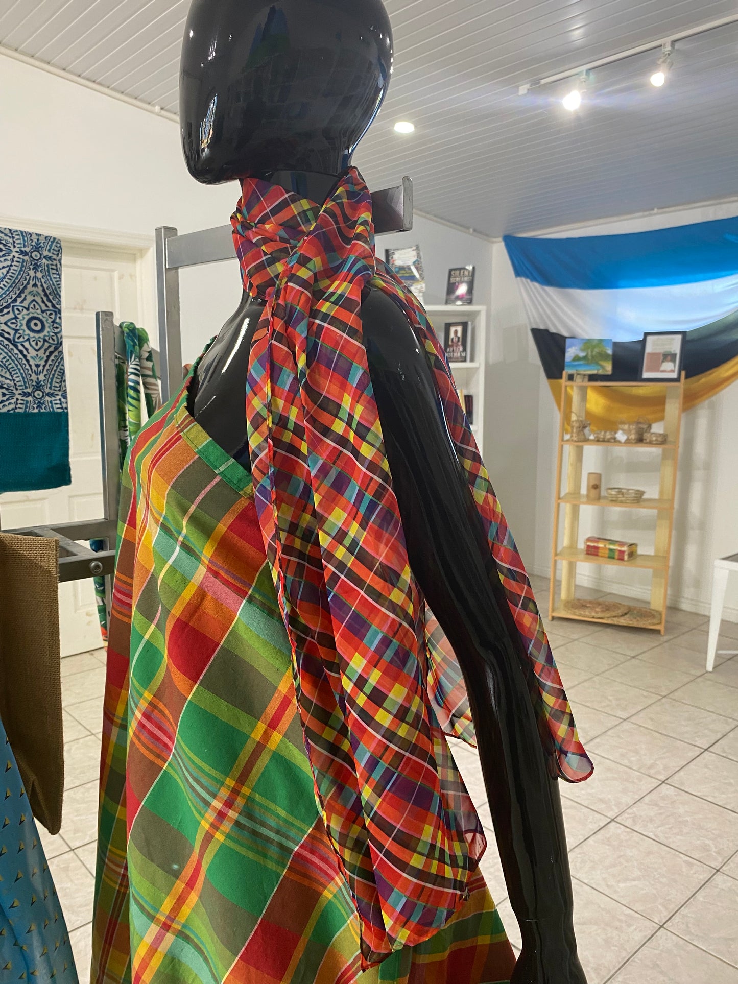 Plaid Chiffon Scarf