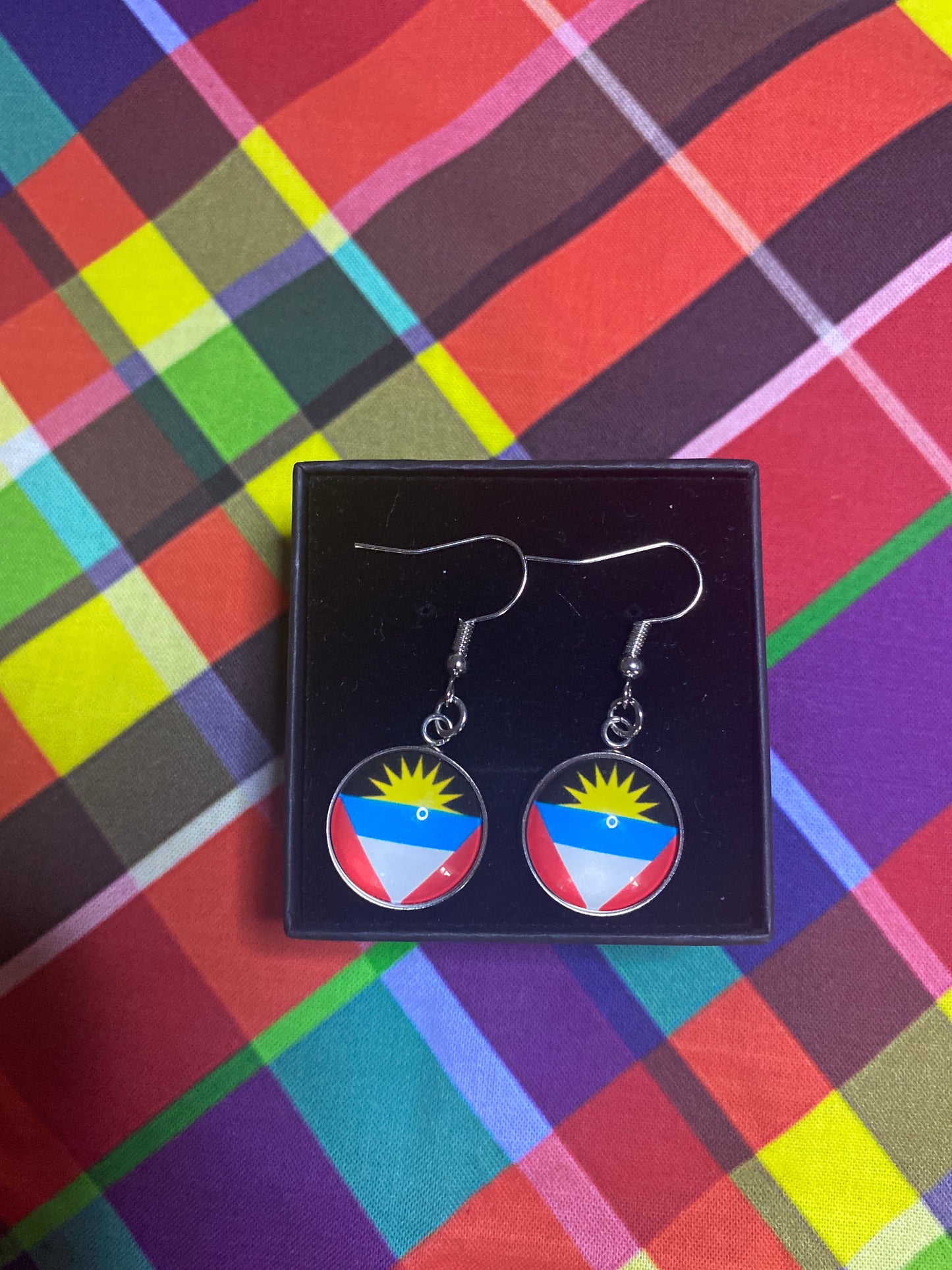 Antigua Flag Ear Rings