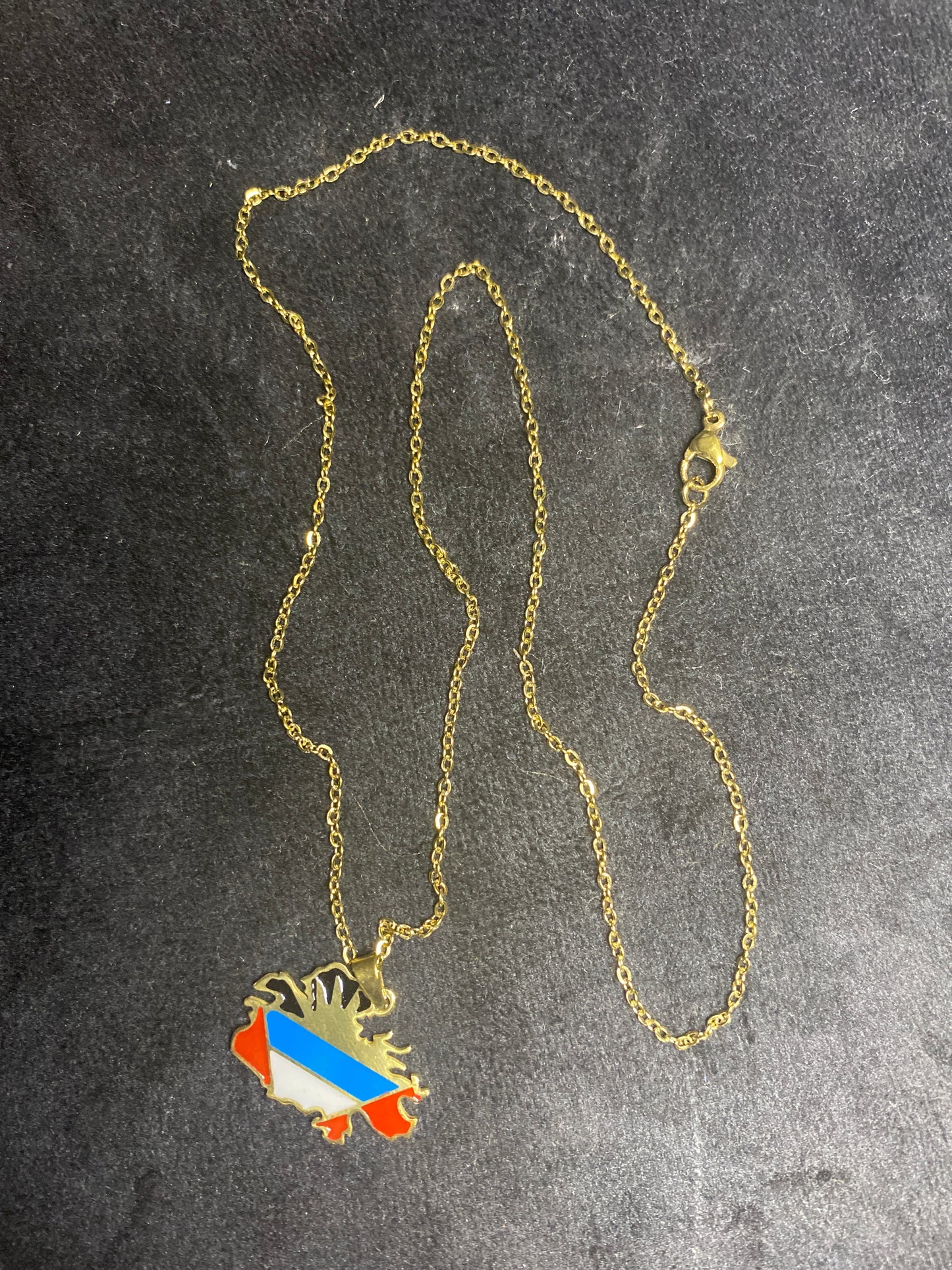 Antigua Flag with Map Gold-plate Necklace