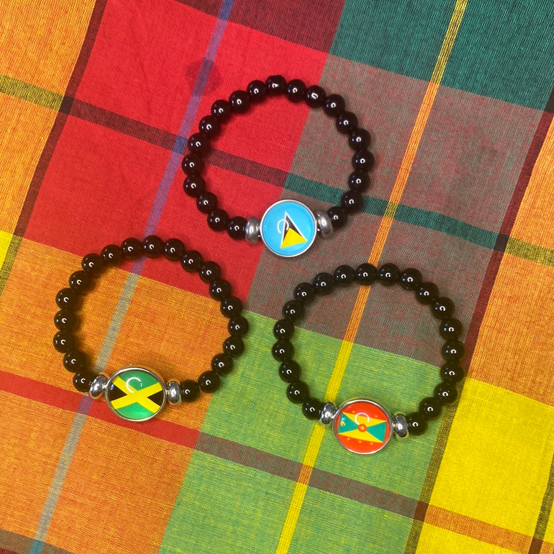 Caribbean Flag Beaded Bracelet