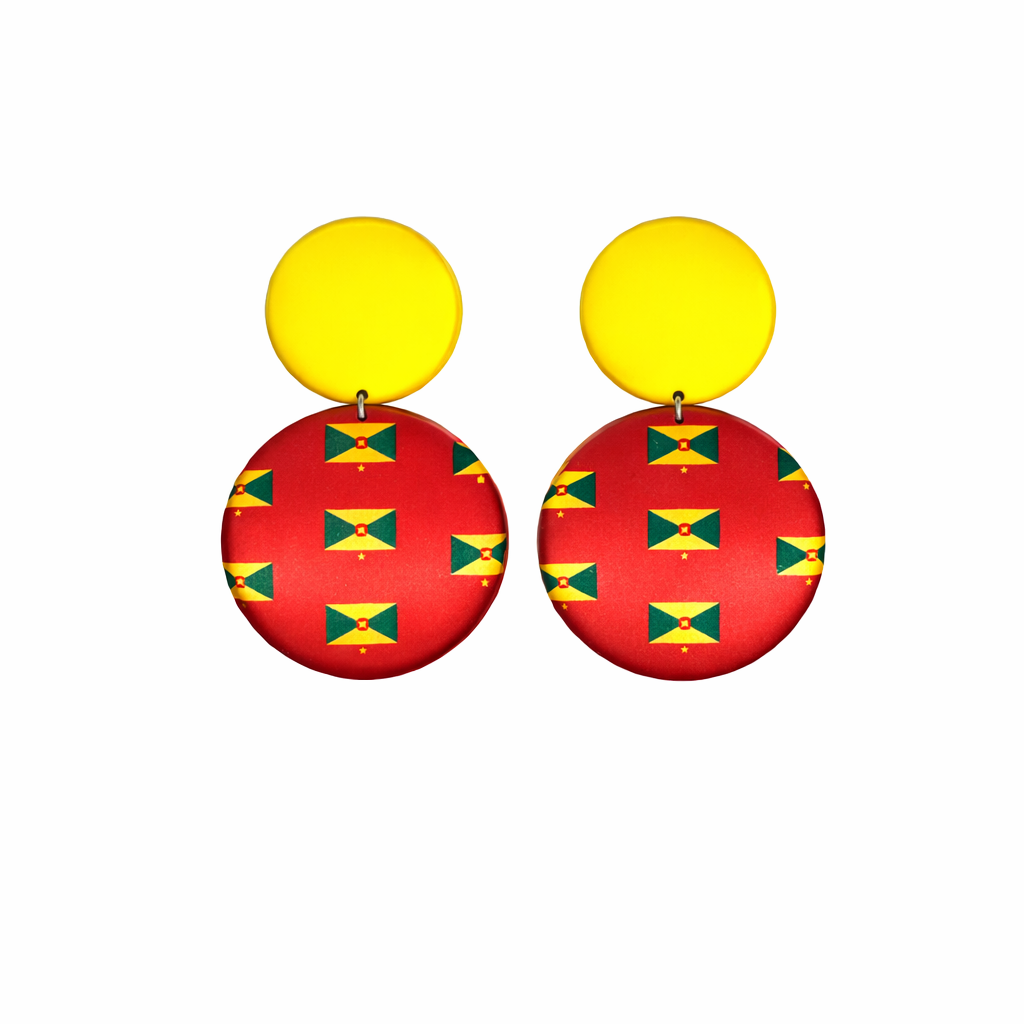 Grenada Island Button Ear Rings