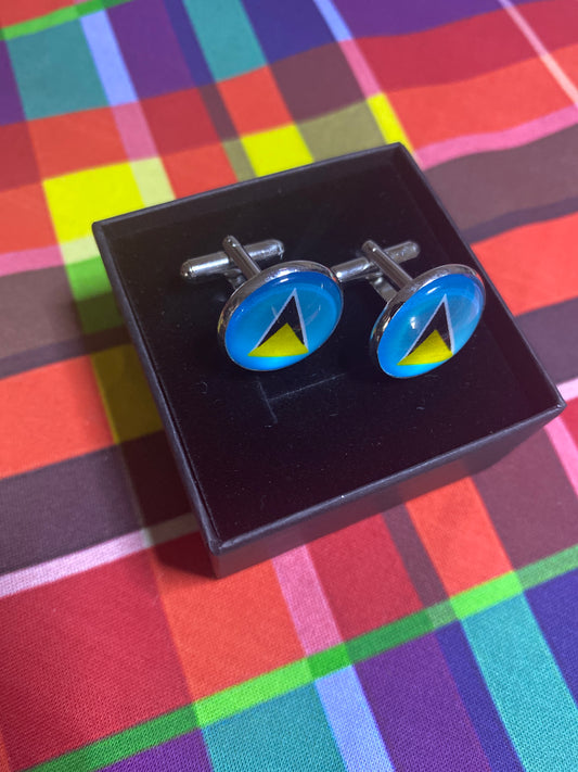 Saint Lucia Flag Cuff Link Set