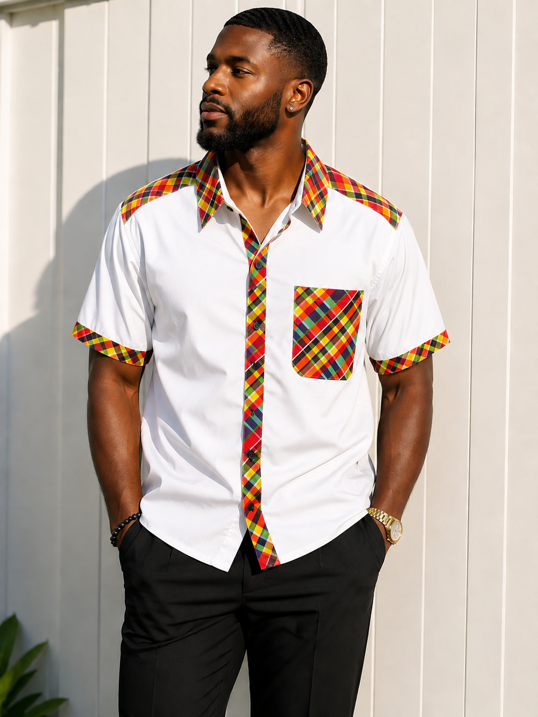 The Creole Madras Short Sleeve Dress Shirt