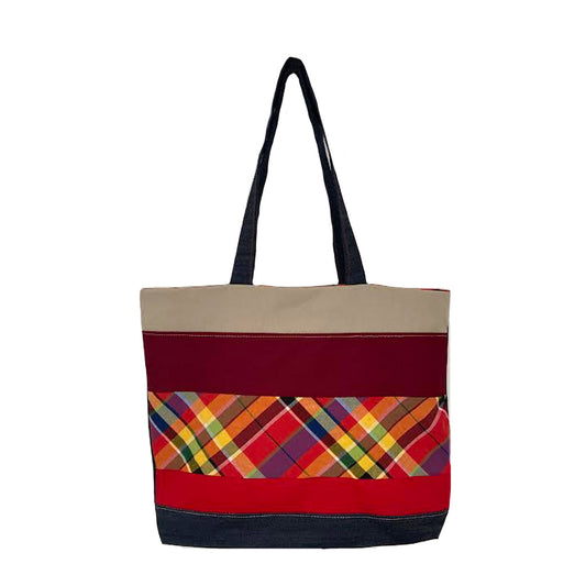 Creole MADRAS: w/Burgandy Tote