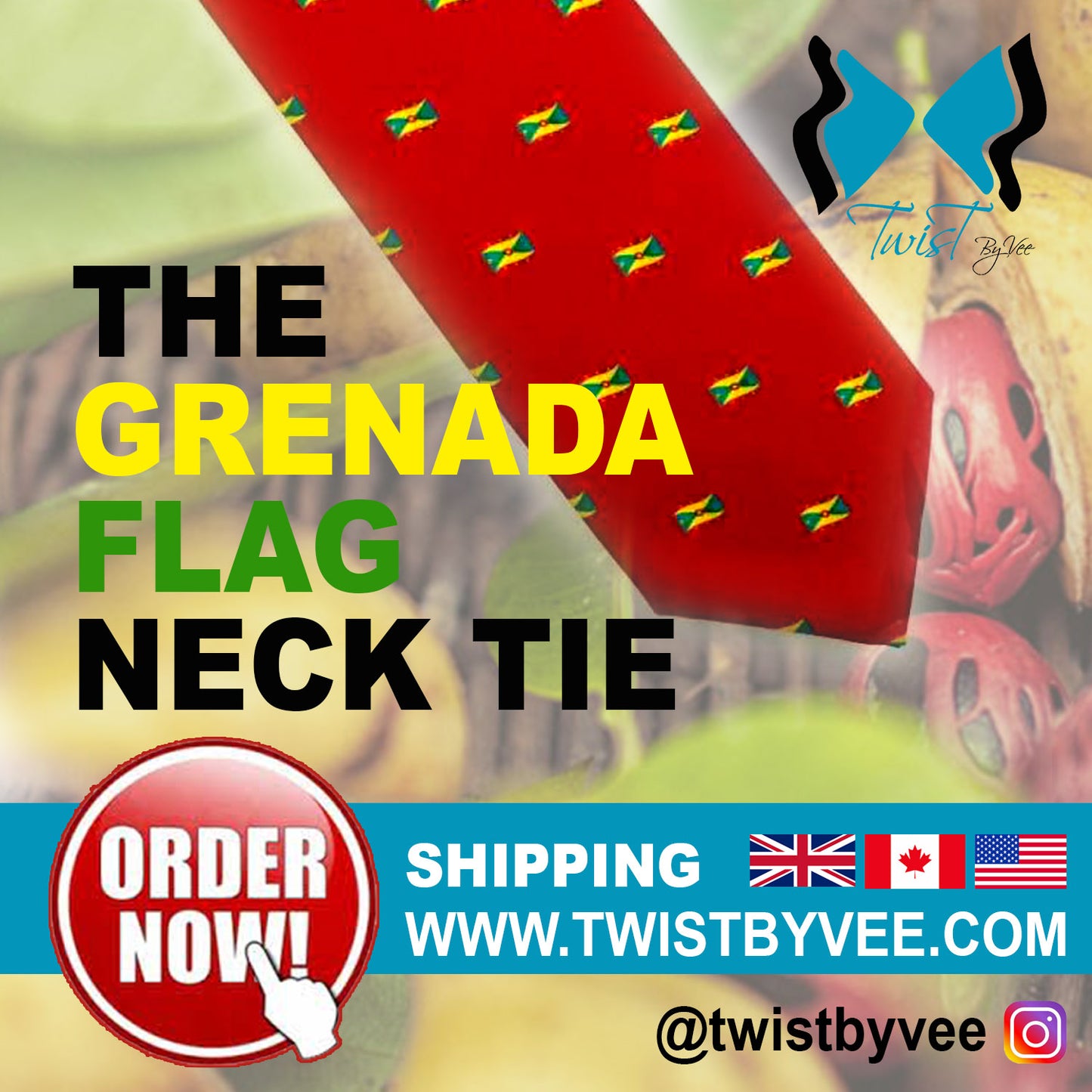 Grenada Flag Neck Tie