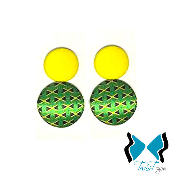 Caribbean Flag Button Ear Rings