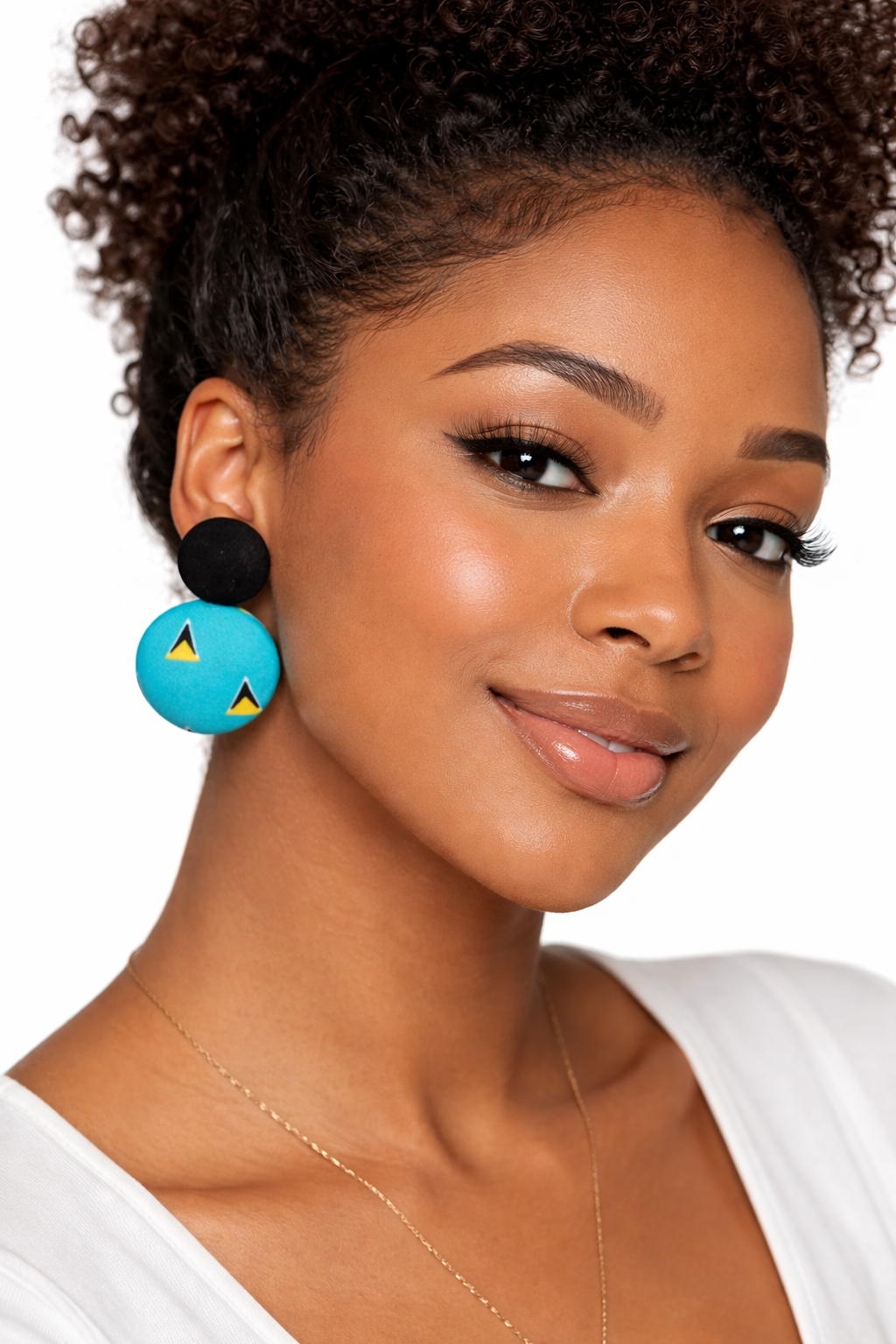 Saint Lucia Island Button Ear Rings