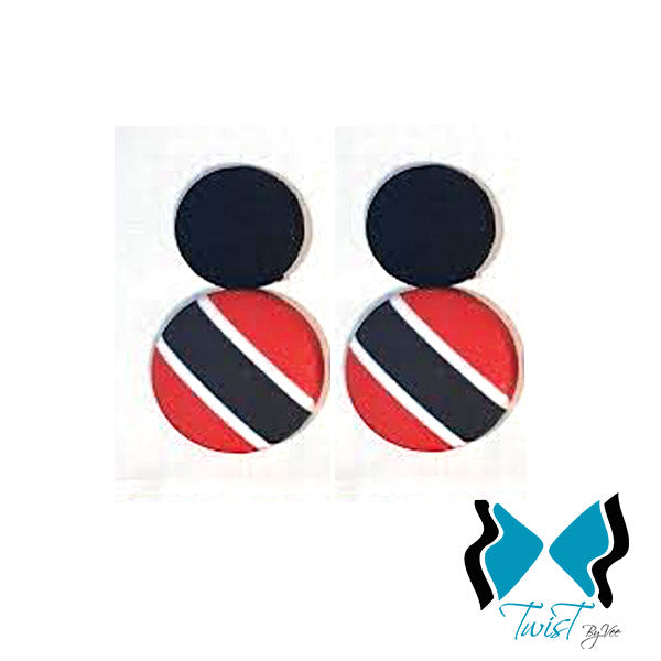 Caribbean Flag Button Ear Rings