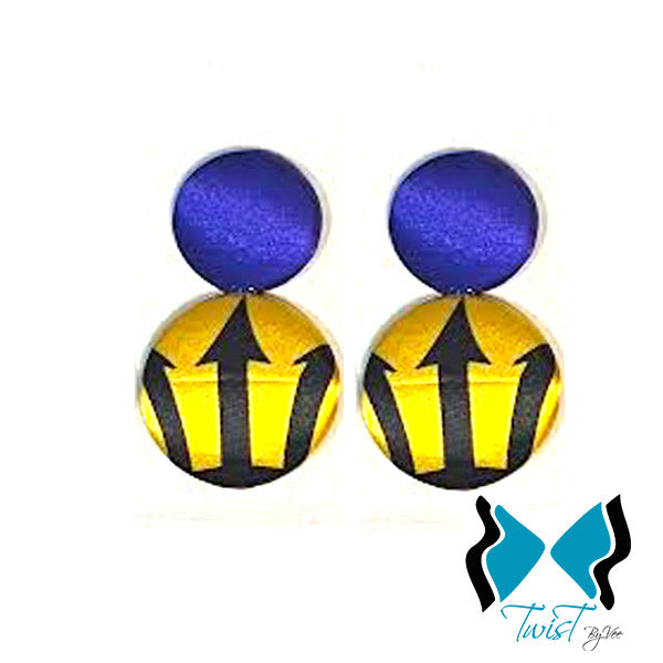 Caribbean Flag Button Ear Rings