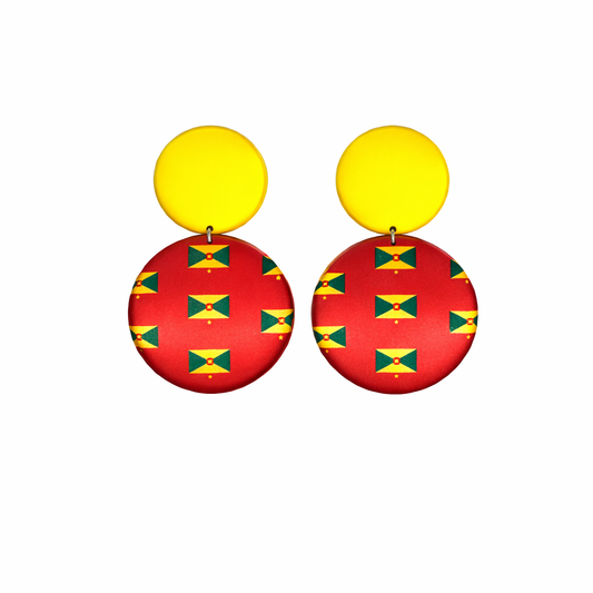 Grenada Island Button Ear Rings