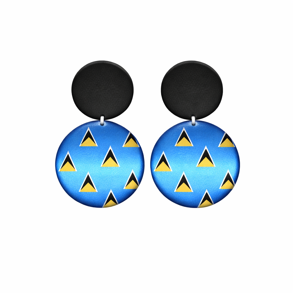 Saint Lucia Island Button Ear Rings
