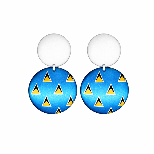 Saint Lucia Island Button Ear Rings