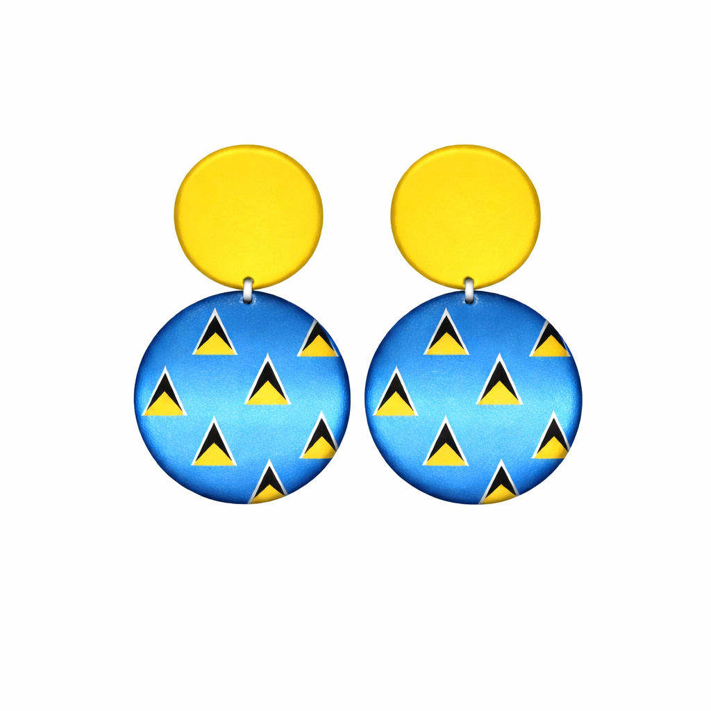 Saint Lucia Island Button Ear Rings