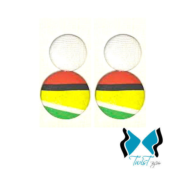 Caribbean Flag Button Ear Rings