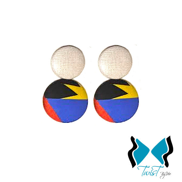 Caribbean Flag Button Ear Rings