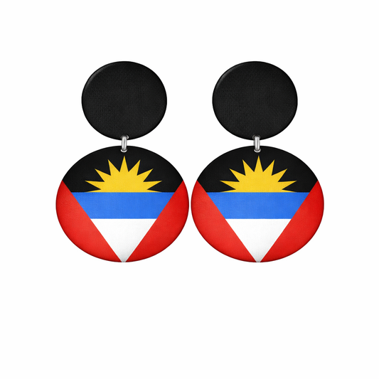 Antigua Flag Button Ear Rings