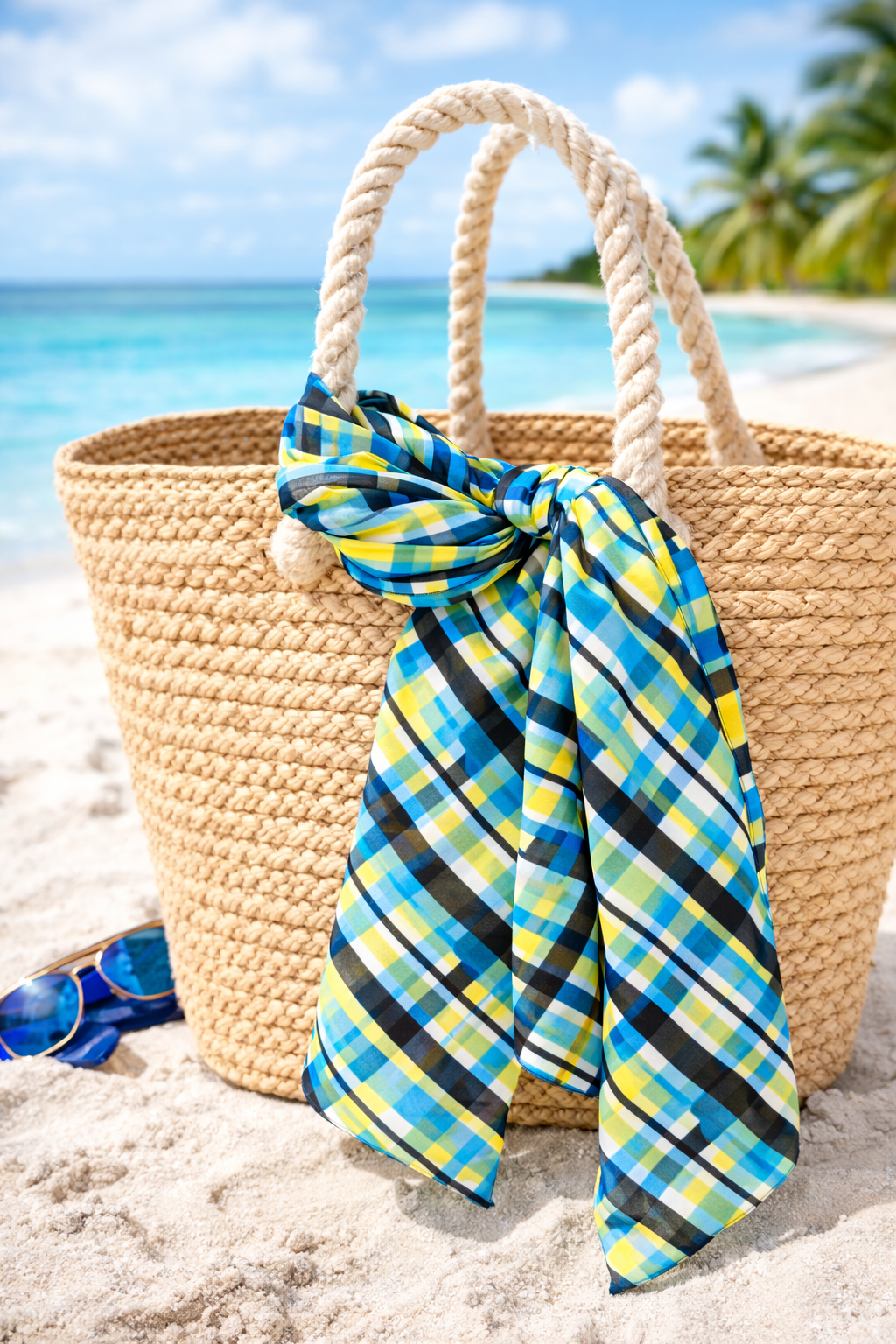 Saint Lucia Independence Plaid Chiffon Scarf